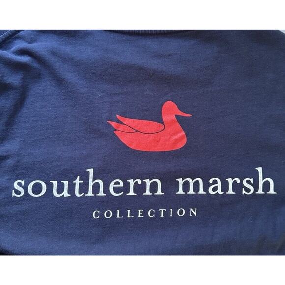 Southern Marsh Long Sleeve Pocket T Shirt Navy Blue Red Duck Size Adult Small - Picture 1 of 8